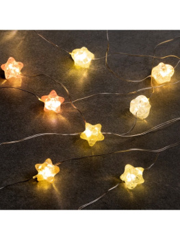 Гирлянда «Нить роса» Luazon Lighting, 2 м, 3 режима, теплый белый, звездочки, 20 LED, IP20, на батарейках
