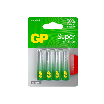 Элемент питания AA (LR06) GP Super Alkaline (блистер 4шт+4шт) 15AA214/4-2CRSBC8 *1/8/96 Элемент питания AA (LR06) GP Super Alkaline (блистер 4шт+4шт) 15AA214/4-2CRSBC8 *1/8/96