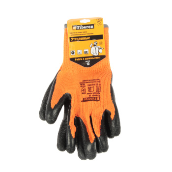 Перчатки рабочие "утепленные" полиэстер, с вспен.латексн.покр. р-р10(XL) PSV040P "Fiberon"12/120