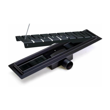 Желоб 600х70 мм, гориз. выпуск, сухой затвор TIM BAD466002BK черный мат. (1/4)