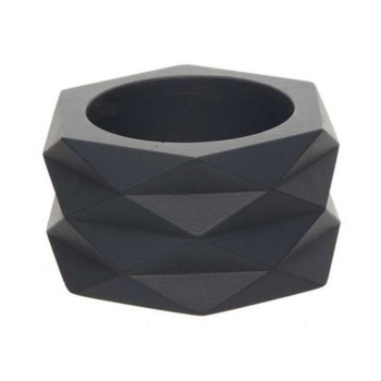 Кашпо гипсовое "Ромбы" 0,15л  d верха 10мм h55мм Антрацит металлик  ("VipSet") *10