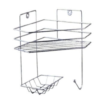 Полка угловая трапецевидная, 1 ярус с мыльницей и вешалкой, цвет  хром   3277489