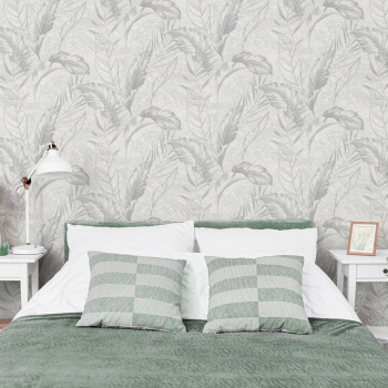 яяяОбои флиз "Home Color" PROTECT-PLUS-VESNA фон (св.-сер.) HC72438-14  1,06*10м *1/8