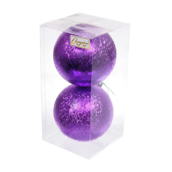 Новогодние шары 10см (набор 2шт) "Мягкий блеск", фиолетовый