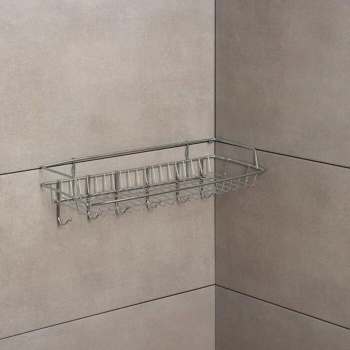 Полка бытовая с крючками 42х15х16 см 673821