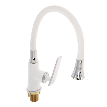 Смеситель для кухни Diadonna D137-41W гибкий излив, белый *1/10