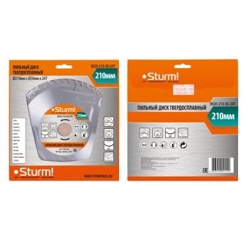 Диск пильный 210*30,0мм 24 зубьев по дереву (9020-210х30х24Т) Sturm *1/40