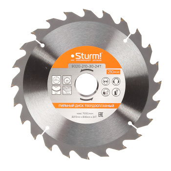 Диск пильный 210*30,0мм 24 зубьев по дереву (9020-210х30х24Т) Sturm *1/40