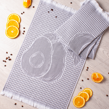 Полотенце вафельное жаккардовое 40*60см Авокадо серый Casa Conforte *4