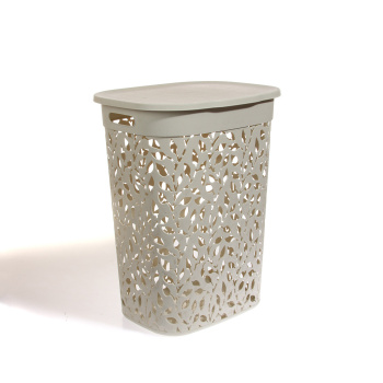 Корзина для белья пластм. 55л "Флора" 445x360x580мм Белый ротанг М2621 ("М-Пластика") *1/5