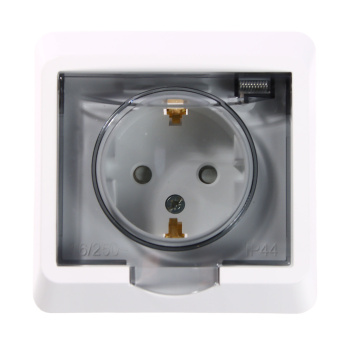 Розетка "Этюд" СП 1-мест. белая с з/к з/ш влагозащ. РС16-044 *1/14