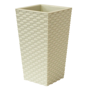 Кашпо пластм. "Ротанг" высокое 138х138х250мм Белый М3085 ("М-Пластика") *1/12