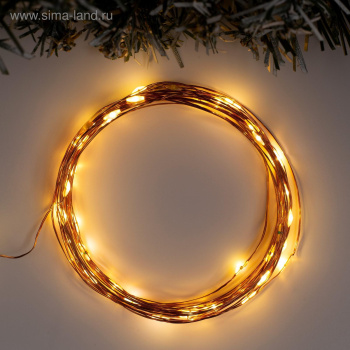 Гирлянда «Нить роса» Luazon Lighting, 5 м, мерцание, теплый белый, 50 LED, IP20, на батарейках