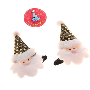 Карнавальный зажим колпак "Дед мороз" блеск, цвета МИКС 10*7 326853