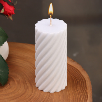 Свеча-цилиндр "Спираль", 5х10 см, серая, 6 ч 9889550