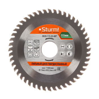 Диск пильный 115*22,2мм 48 зубьев по дереву (9020-115-22-48Т) Sturm *1/50/100