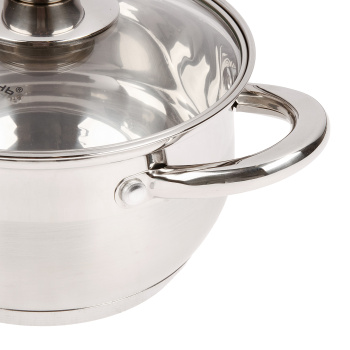 Кастрюля нерж. "Катунь" "Диана" 1,8л d16см термораспред. дно, Стекл. кр. KT01-D-18 *1/8