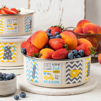 Миска стальн. эмалир. с п/э плотной крышкой "Кантри" 1,3л d16см 3109 ("МЕТРОТ" Сербия) *1/4