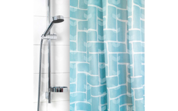 Штора для ванной V-line Голубая матовая, 180х180 см, полиэстер, с кольцами