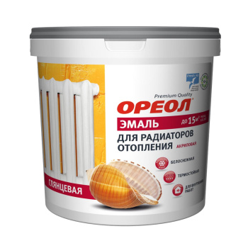Эмаль для радиаторов акриловая белая матовая 0,8 кг Ореол *1/8/384