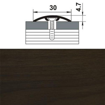 Порог-стык одноуровневый 30х1350 мм Лука ЛС 04-2, скрытый крепеж, венге