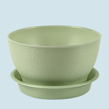 Кашпо пластм. "Фиалочка" 0,5л d верха 125мм h70мм с поддоном Зеленый перламутр. КФ 0,5ПЗ*1/65