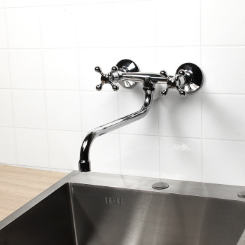 Смеситель для кухни Milardo Duplex DUPSB00M09, длинный излив, двухвентильный, пристенный