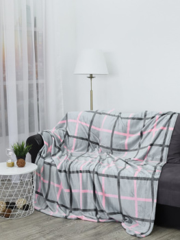 Плед 150*200см фланель Клетка серо-розовая TF FN F122 a1520 Absolute *1