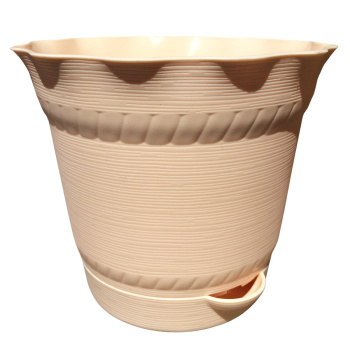 яяяКашпо пластм. "Aquarelle" 1,7л, д.17см с поддоном Бежевый 903-3 (Tek.A.Tek) *1/20