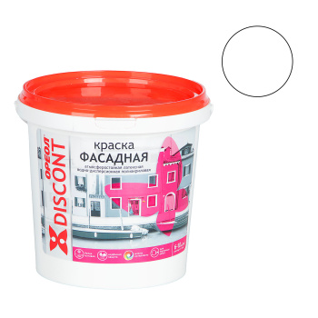 Краска акриловая 1.5 кг фасадная Дисконт Ореол, белая, матовая
