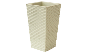 Кашпо пластм. "Ротанг" высокое 138х138х250мм Белый М3085 ("М-Пластика") *1/12