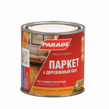 Лак алкидно-уретановый PARADE L-10, 0.75 л, паркетный, глянцевый Лак алкидно-уретановый PARADE L-10, 0.75 л, паркетный, глянцевый
